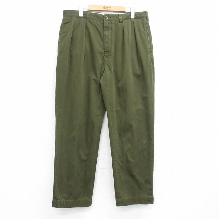 W36★古着 ラルフローレン Ralph Lauren ブランド チノ パンツ チノパン メンズ 90年代 90s ANDREW コットン 濃緑 グリーン 【spe】 25oct24 中古 ボトムス ロング