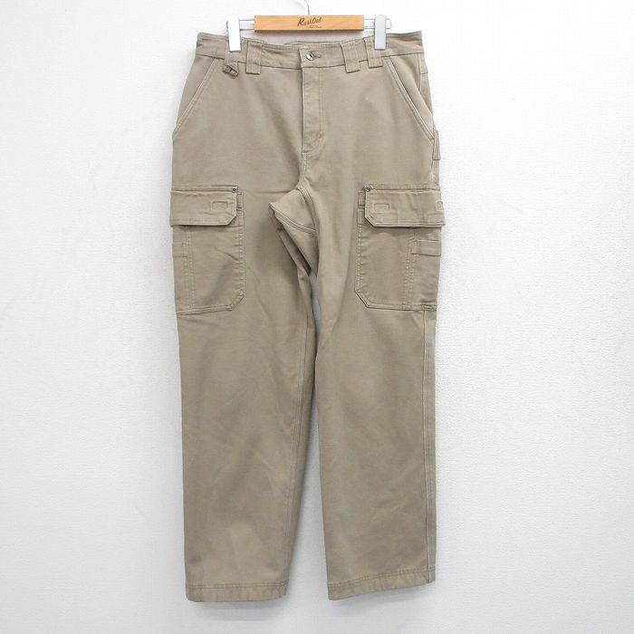 W32★古着 DULUTH カーゴ パンツ メンズ ダック地 ベージュ カーキ 内側フリース 25oct24 中古 ボトムス ロング
