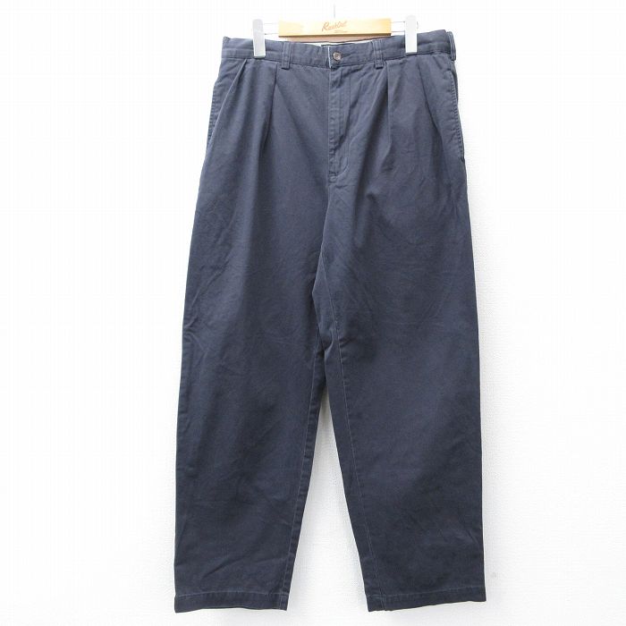 W34★古着 ラルフローレン Ralph Lauren ブランド チノ パンツ チノパン メンズ 90年代 90s ANDREW コットン 紺 ネイビー 25oct27 中古 ボトムス ロング