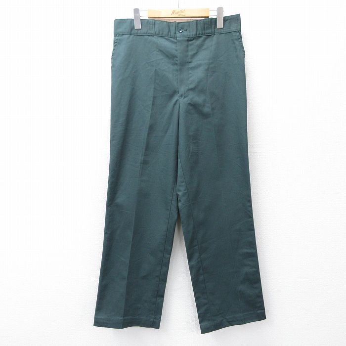 W32★古着 ワーク パンツ メンズ 80年代 80s USA製 緑 グリーン 25oct27 中古 ボトムス ロング