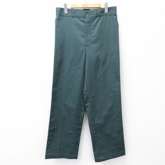 W32★古着 ワーク パンツ メンズ 80年代 80s USA製 緑 グリーン 25oct27 中古 ボトムス ロング
