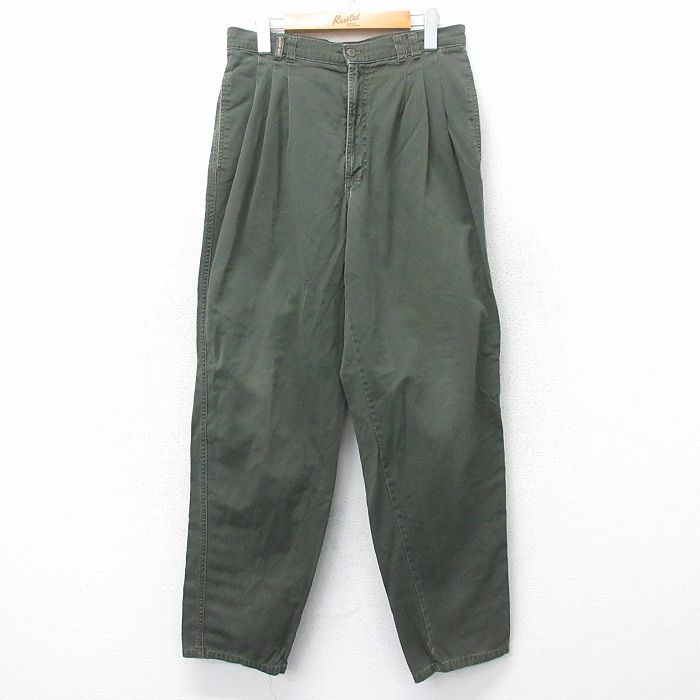 W31★古着 ビューグルボーイ パンツ メンズ 80年代 80s テーパード コットン 濃緑 グリーン 25oct27 中古 ボトムス ロング