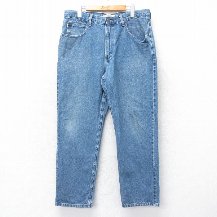 W36★古着 エルエルビーン LLBEAN ジーンズ メンズ ヒゲ コットン 紺 ネイビー デニム 25oct27 中古 ボトムス ジーパン Gパン ロング パンツ