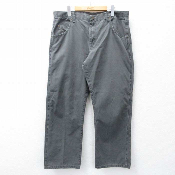 W37★古着 ラングラー Wrangler パンツ メンズ コットン 濃グレー系 25oct27 中古 ボトムス ロング