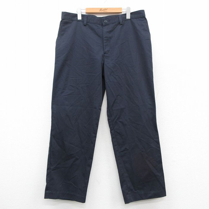 W36★古着 パンツ メンズ 紺 ネイビー 25oct29 中古 ボトムス ロング