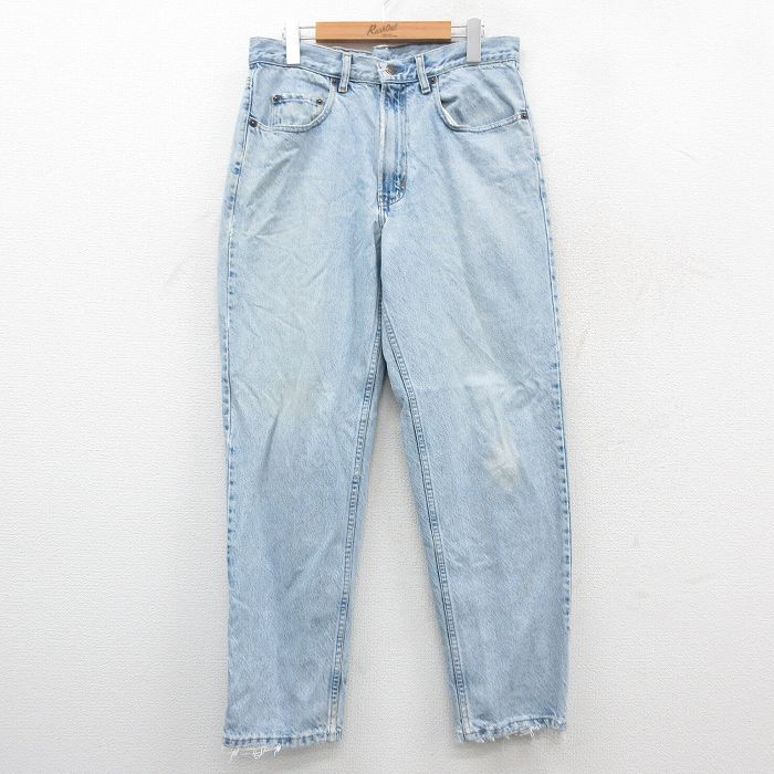 W32★古着 ギャップ GAP ジーンズ メンズ 90年代 90s テーパード コットン USA製 薄紺 ネイビー デニム 【spe】 25oct29 中古 ボトムス ジーパン Gパン ロング パンツ