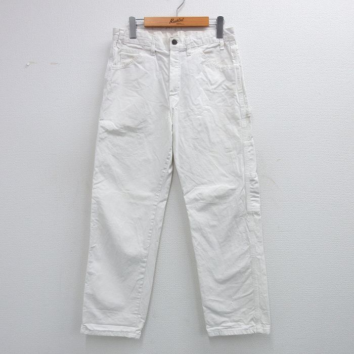 W29★古着 ディッキーズ Dickies ペインター パンツ メンズ ダブルニー コットン 白 ホワイト 25oct30 中古 ボトムス ロング