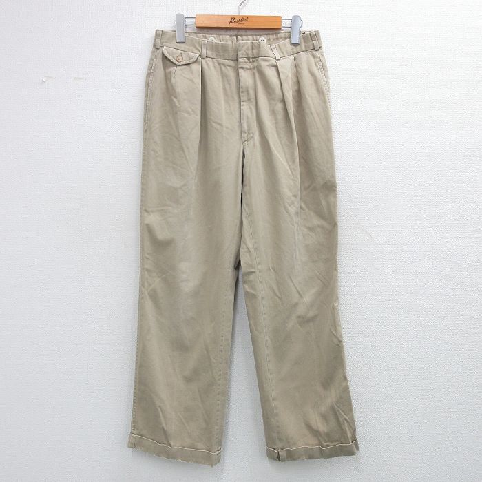 W30★古着 ラルフローレン Ralph Lauren ブランド パンツ メンズ 90年代 90s ベージュ カーキ 25oct30 中古 ボトムス ロング