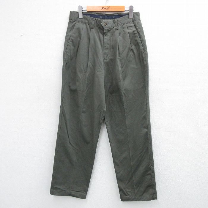 W28★古着 ドッカーズ パンツ メンズ コットン 濃緑系 グリーン 25oct30 中古 ボトムス ロング