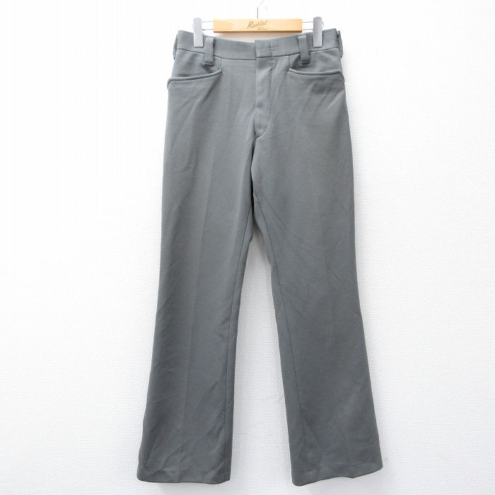 【20%OFF】W28★古着 パンツ メンズ 80年代 80s フレア ブーツカット タロン グレー 25oct30 中古 ボトムス ロング