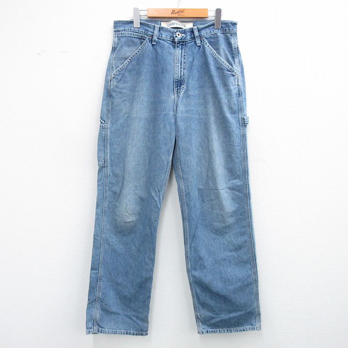 W33★古着 ギャップ GAP ペインター パンツ メンズ 90年代 90s ヒゲ コットン USA製 紺 ネイビー デニム 【spe】 25oct31 中古 ボトムス ロング