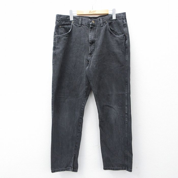 W37★古着 ラングラー Wrangler ジーンズ メンズ 90年代 90s 黒 ブラック デニム 25oct31 中古 ボトムス ジーパン Gパン ロング パンツ