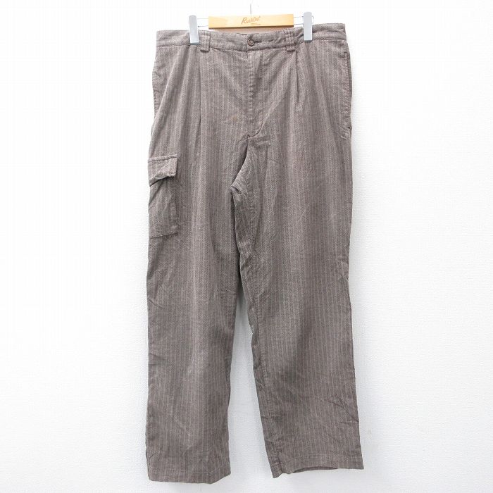 W36★古着 トミーヒルフィガー TOMMY HILFIGER ブランド パンツ メンズ ヘリンボーン 茶他 ブラウン 25oct31 中古 ボトムス ロング