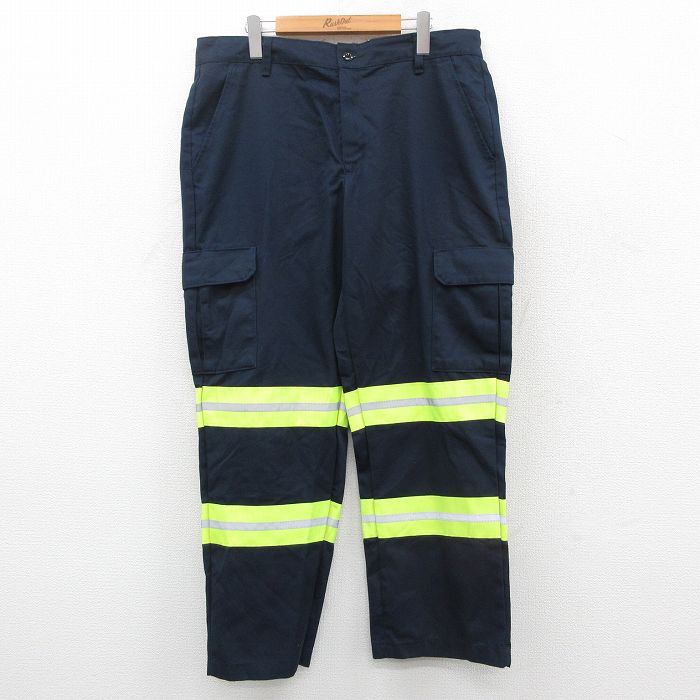 W36★古着 レッドキャップ ワーク カーゴ パンツ メンズ リフレクター 紺他 ネイビー 25oct31 中古 ボトムス ロング