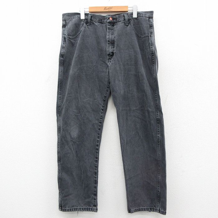 W38★古着 ラスラー ジーンズ メンズ コットン 黒 ブラック デニム 25oct31 中古 ボトムス ジーパン Gパン ロング パンツ