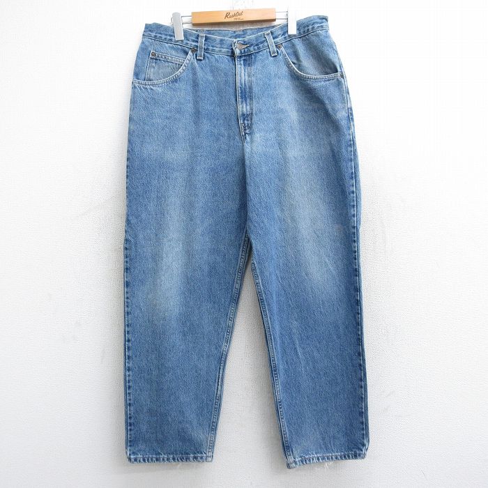 W34★古着 ジーンズ メンズ 00年代 00s コットン 紺 ネイビー デニム 25nov01 中古 ボトムス ジーパン Gパン ロング パンツ