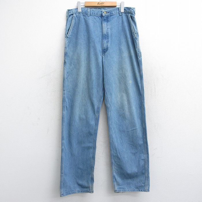W34★古着 オシュコシュ OSHKOSH ペインター パンツ メンズ 80年代 80s コットン タロン 薄紺 ネイビー デニム 25nov01 中古 ボトムス ロング