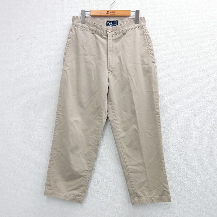 W29★古着 ラルフローレン Ralph Lauren ブランド チノ パンツ チノパン メンズ 90年代 90s コットン カナダ製 ベージュ カーキ 25nov04 中古 ボトムス ロング