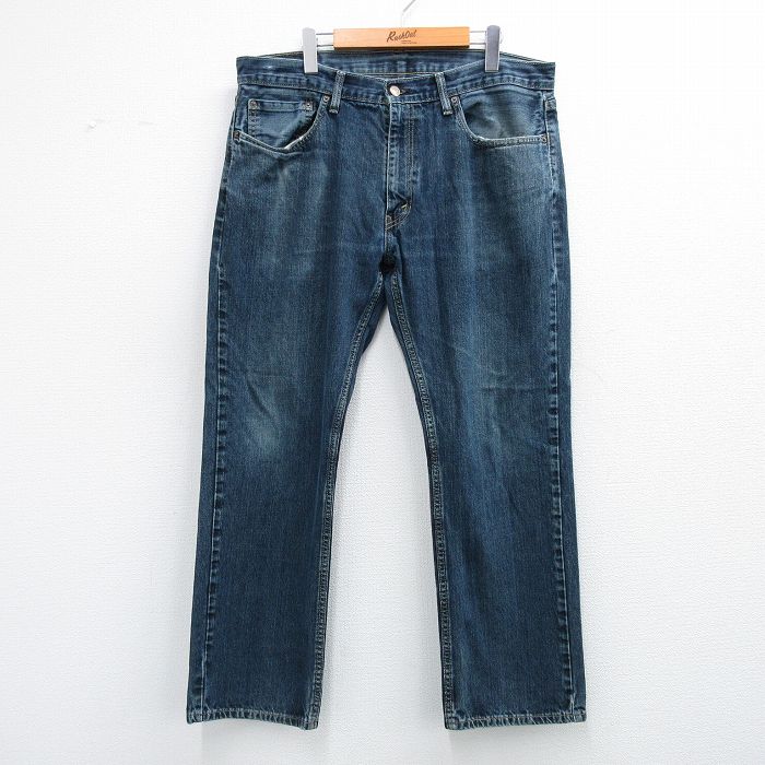 W37★古着 リーバイス Levis 569 ジーンズ メンズ ヒゲ コットン 濃紺 ネイビー デニム 25nov04 中古 ボトムス ジーパン Gパン ロング パンツ