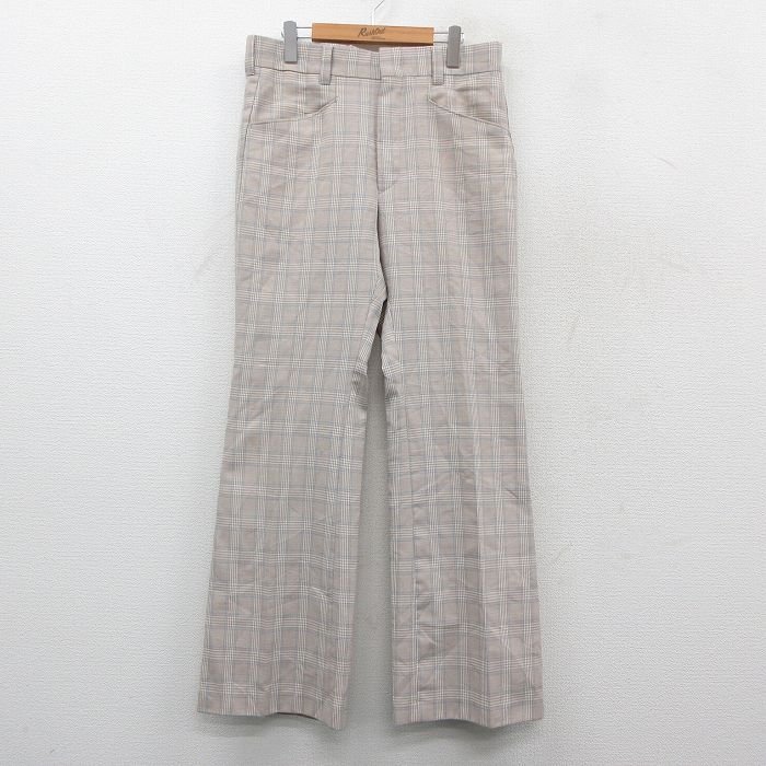 W33★古着 リーバイス Levis スラックス パンツ メンズ 80年代 80s パナテラ ベージュ他 カーキ チェック 【spe】 25nov04 中古 ボトムス ロング