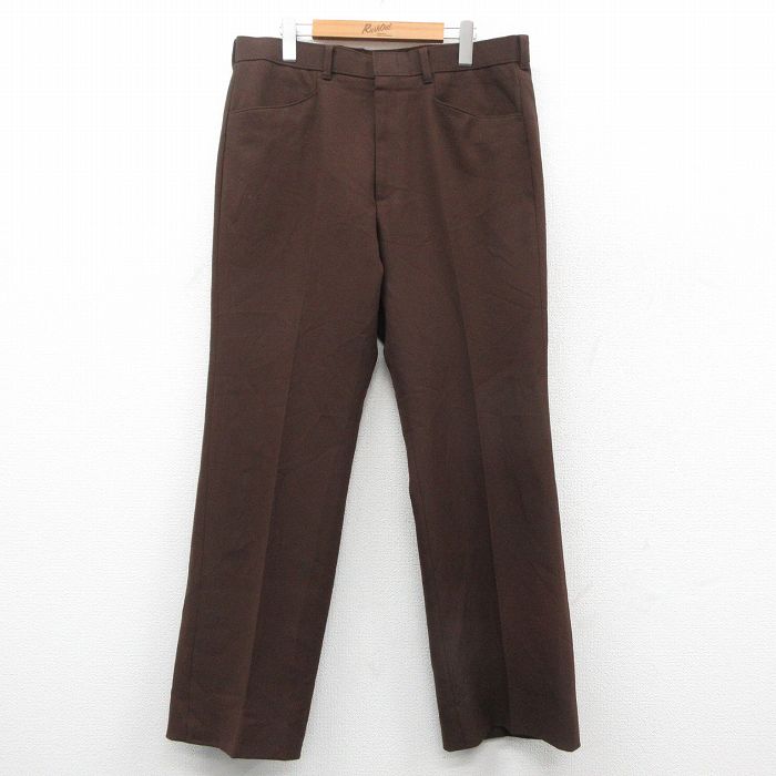 W34★古着 リーバイス Levis アクション スラックス パンツ メンズ 80年代 80s 茶 ブラウン 25nov04 中古 ボトムス ロング