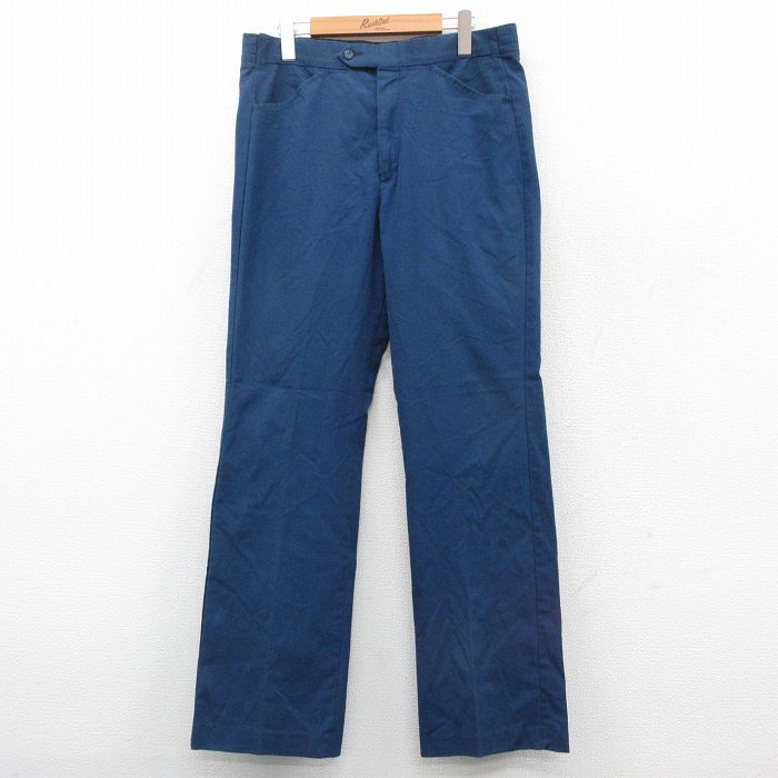W33★古着 リー Lee パンツ メンズ 80年代 80s タロン 紺 ネイビー 25nov04 中古 ボトムス ロング