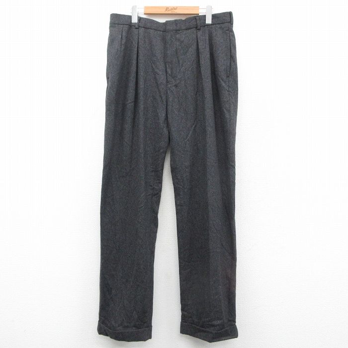 W36★古着 ラルフローレン Ralph Lauren ブランド スラックス パンツ メンズ 90年代 90s ウール 濃グレー 【spe】 25nov05 中古 ボトムス ロング