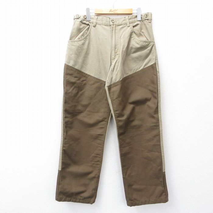 W34★古着 ハンティング パンツ メンズ ダブルニー ダック地 コットン 茶系他 ブラウン 25nov05 中古 ボトムス ロング