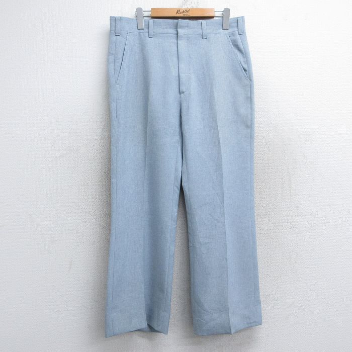 W35★古着 HAGGAR スラックス パンツ メンズ 80年代 80s USA製 タロン 薄紺 ネイビー 25nov05 中古 ボトムス ロング