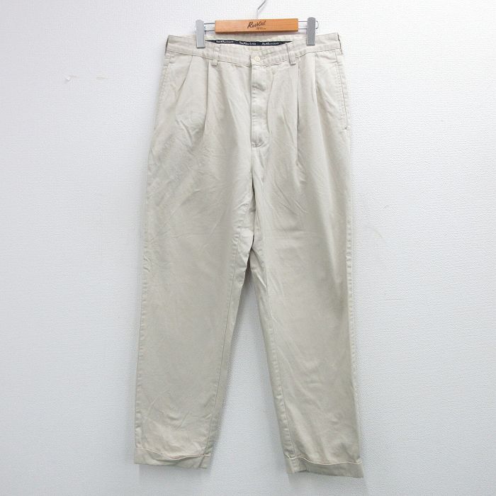 W33★古着 ラルフローレン ブランド チノ パンツ チノパン メンズ 90年代 90s コットン 薄ベージュ 25nov11