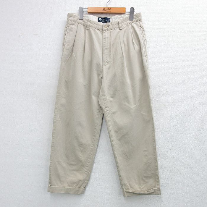 W31★古着 ラルフローレン ブランド チノ パンツ チノパン メンズ 90年代 90s HAMMOND コットン ベージュ 25nov11