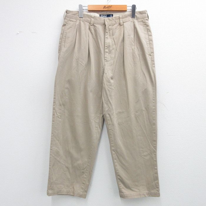 W33★古着 ラルフローレン ブランド チノ パンツ チノパン メンズ 90年代 90s ANDREW コットン ベージュ 25nov11