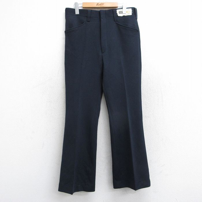 W31★古着 HAGGAR スラックス パンツ メンズ 80年代 80s フレア タロン 濃紺 25nov13