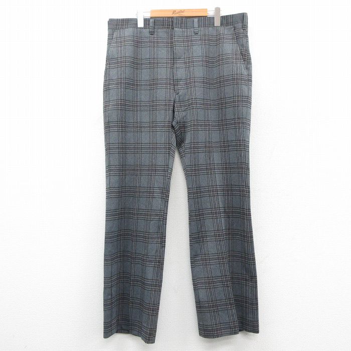 W39★古着 HAGGAR スラックス パンツ メンズ 90年代 90s ウール USA製 グレー チェック 25nov19