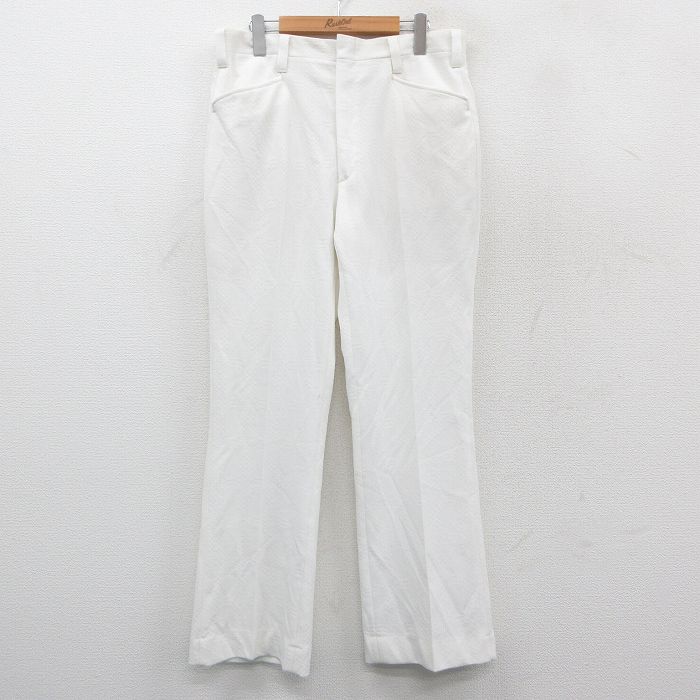 W33★古着 HAGGAR スラックス パンツ メンズ 80年代 80s 白 25nov19