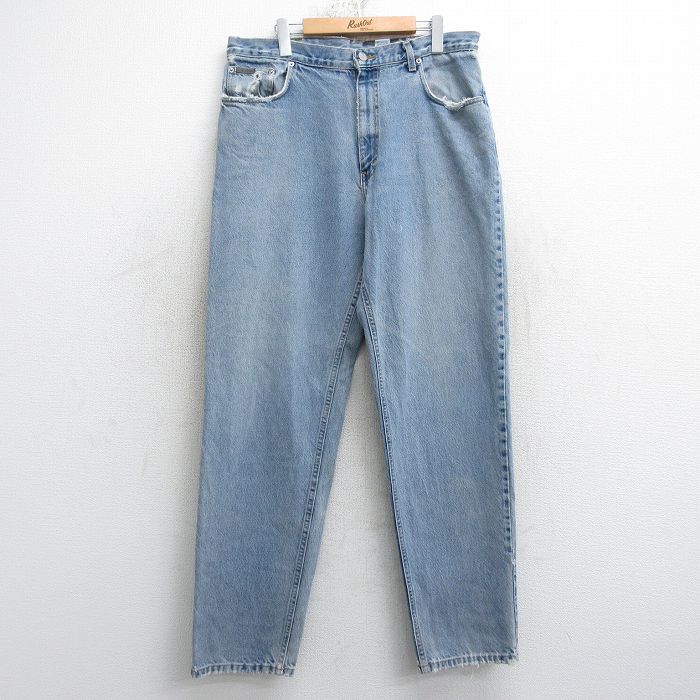 W36★古着 カルバンクライン ジーンズ メンズ 90年代 90s コットン USA製 紺 デニム【spe】 25nov20