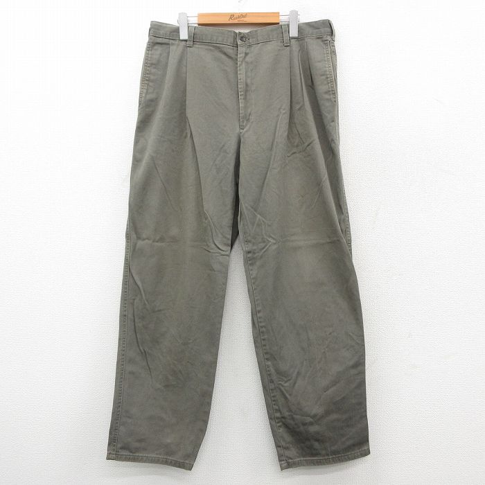 W34★古着 パンツ メンズ 90年代 90s コットン USA製 ベージュ系 25nov20