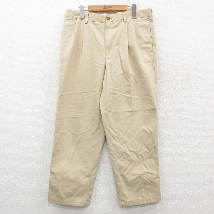 W35★古着 エルエルビーン パンツ メンズ 00年代 00s コットン ベージュ 25nov22