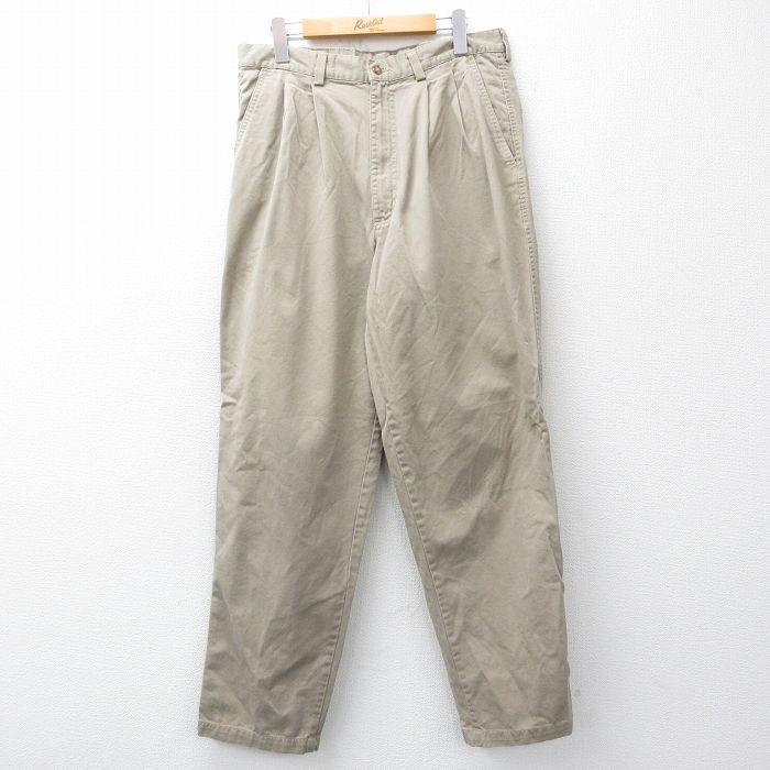 W33★古着 チノ パンツ チノパン メンズ 80年代 80s コットン USA製 タロン ベージュ 25nov27