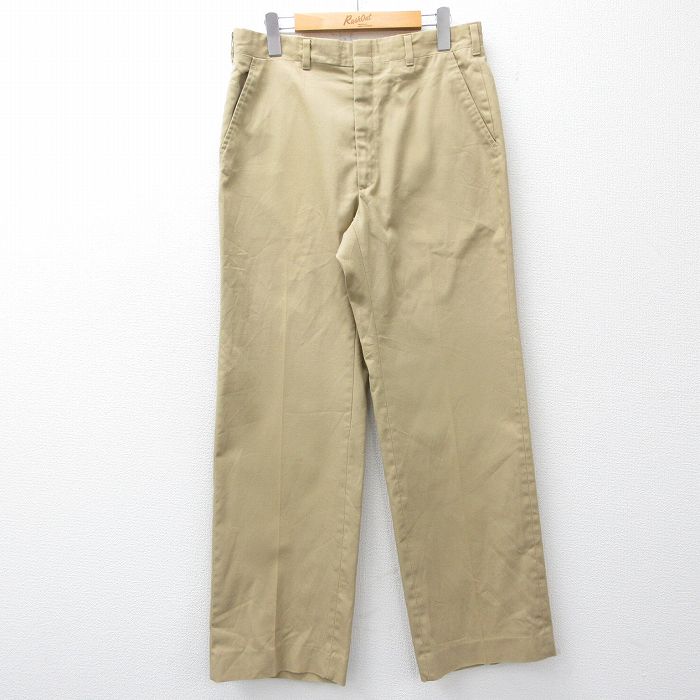 W33★古着 HAGGAR スラックス パンツ メンズ 80年代 80s USA製 タロン ベージュ 25nov27