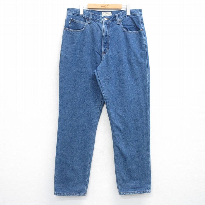 W36★古着 エルエルビーン ジーンズ メンズ 00年代 00s コットン 紺 デニム 内側フリース 25dec04