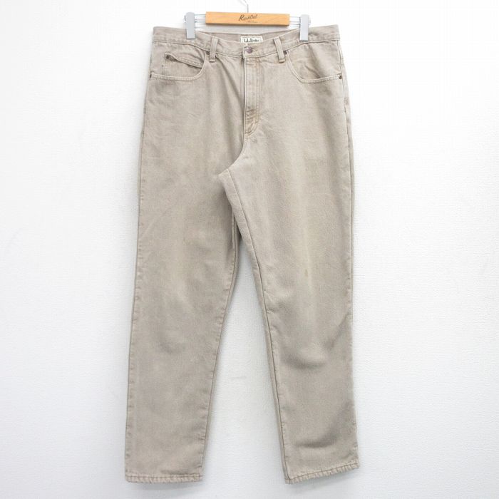 エルエルビーン 00s ジーンズ 内側フリース ベージュ W36 | 古着