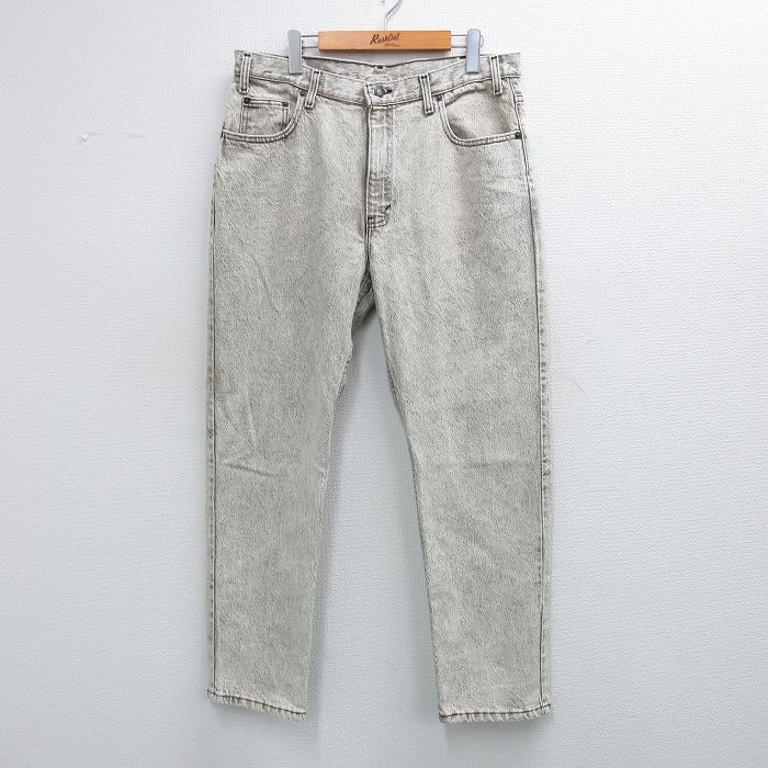 W36★古着 ジーンズ メンズ 80年代 80s ケミカルウォッシュ コットン USA製 薄グレー系 デニム 25nov28