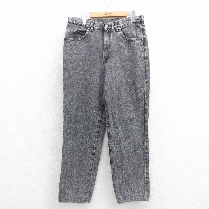 W32★古着 リー Lee ジーンズ メンズ 90年代 90s ケミカルウォッシュ コットン USA製 黒 デニム【spe】 25dec01