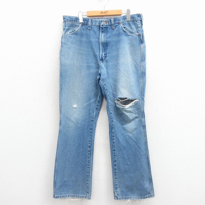 W38★古着 ラングラー ジーンズ メンズ 80年代 80s フレア USA製 紺 デニム【spe】 25dec02