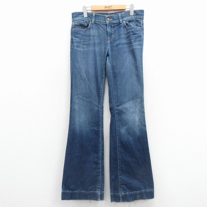 W32★古着 ジーンズ メンズ ベルボトム ヒゲ USA製 紺 デニム 25dec06