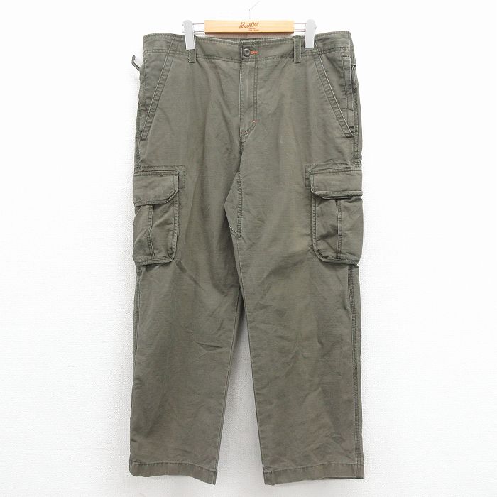 W36★古着 エルエルビーン カーゴ パンツ メンズ 00年代 00s リップストップ コットン 緑 25dec06