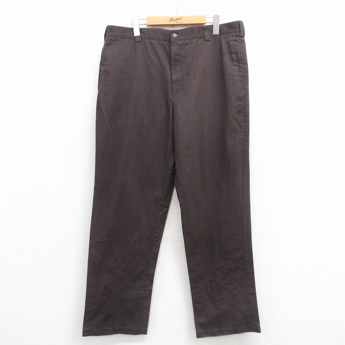 【20%OFF】W38★古着 トミーヒルフィガー ブランド パンツ メンズ ワンポイントロゴ コットン こげ茶 25dec06