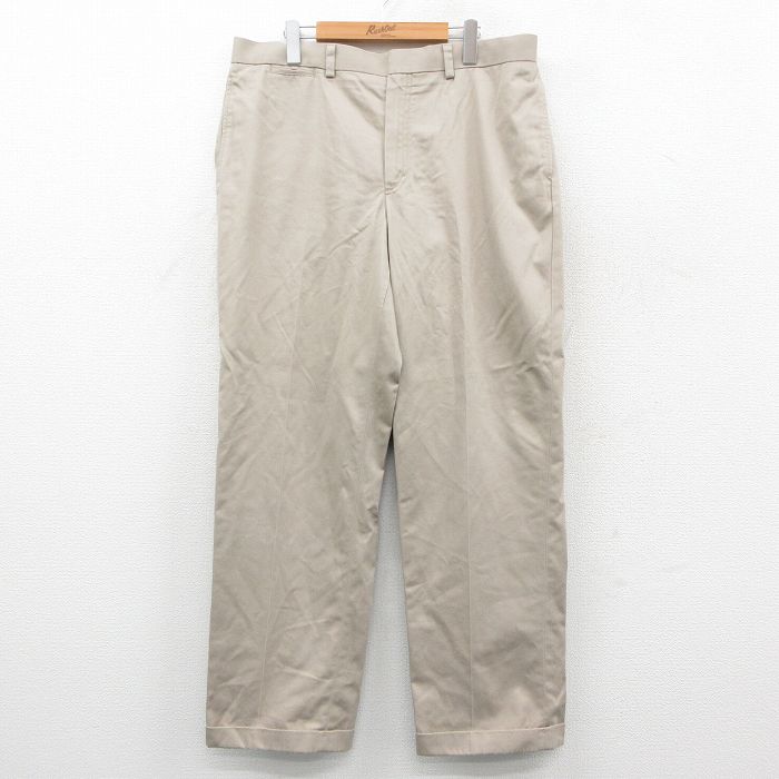W36★古着 エルエルビーン スラックス パンツ メンズ 00年代 00s コットン 薄ベージュ 25dec08