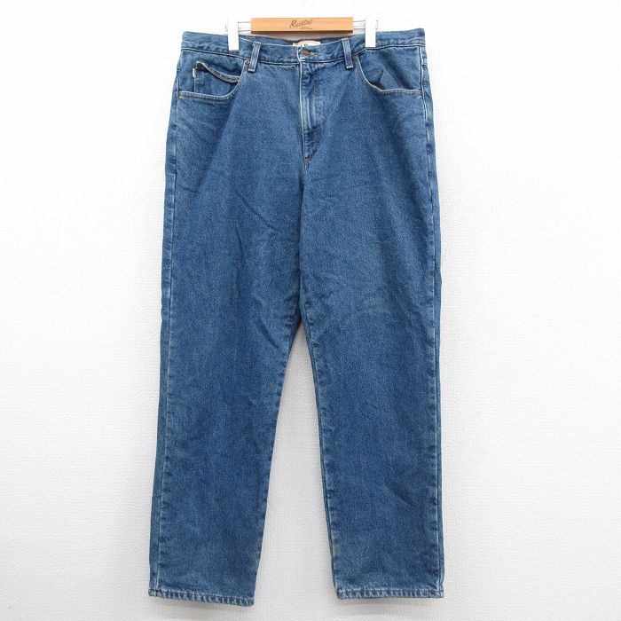 W38★古着 エルエルビーン ジーンズ メンズ 00年代 00s コットン 紺 デニム 内側フランネル 25dec23